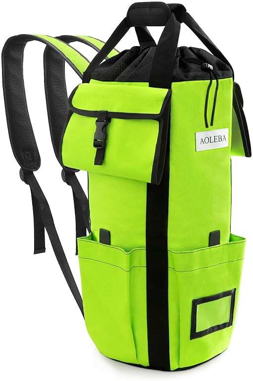 AOLEBA Arborist Rope Storage Bag Tree Climbing Rock Rope Bucket Backpack Rope Storage Bag Large Capacity 1680D Thicken Nylon Material with Hand Straps, Side Pockets - Image 9