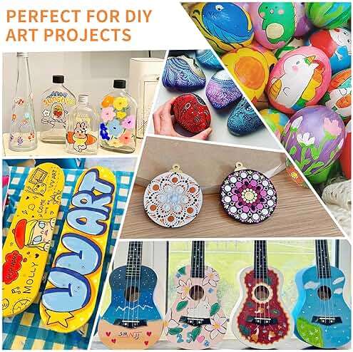 Artugn 60 Colors Acrylic Paint Pens, Dual Tip Pens With Fine Tip and Brush Tip for Rock Painting, Ceramic, Wood, Plastic, Calligraphy, Scrapbooking, Brush Lettering, Card Making, DIY Crafts - Image 6