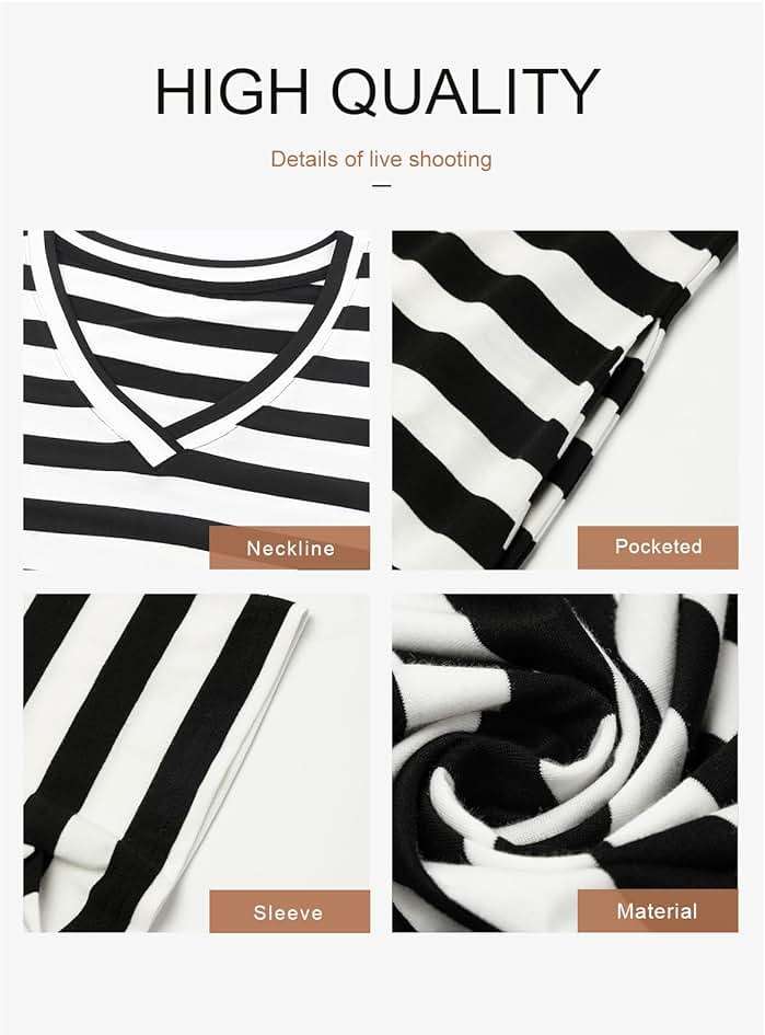 Dokotoo Womens Summer Casual Trendy 2026 Short Sleeve Maxi Dress Striped Split Vacation Color Block T Shirt Dress - Image 5