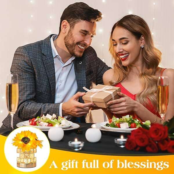 AMWGIMI Sunflowers Flower Lamp,Rechargeable Cordless Touch Table Lamp,3-Colour Infinitely Dimming Small Night Light,Festival Restaurant Bedroom Bar Coffee Shop Birthday Gifts for Women Mom - Image 7