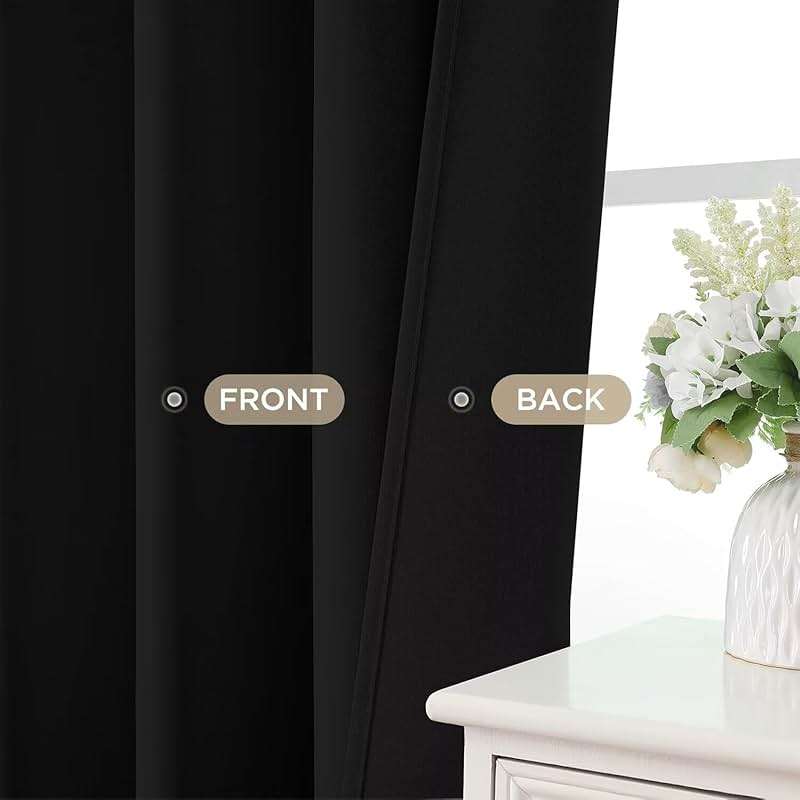 Joydeco Black Curtains 84 inch Long, Blackout Curtains for Bedroom, Thermal Insulated Privacy Room Darkening Drapes for Living Room, Black Out Drapes with Rod Pocket Back Tab 2 Panels - Image 5