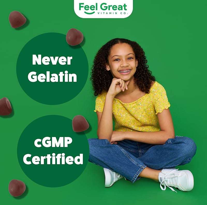 Feel Great Super Green Gummies for Kids | Fruit and Vegetable Gummies | Vegan Veggie Gummy Multivitamin for Kids | Veggie Fiber Supplement | 60 Count - Image 8
