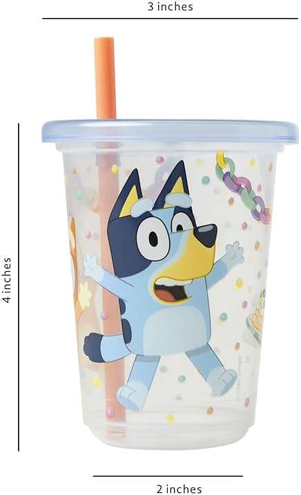 The First Years Bluey Take & Toss Toddler Straw Cups - Spill Proof Toddler Sippy Cups with Snap On Lids and Straws - Bluey Gifts and Bluey Party Supplies - 10 Oz - 10 Count - Image 3