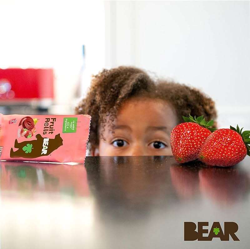 BEAR Real Fruit Snack Rolls - Gluten Free, Vegan, and Non-GMO - Strawberry – 36 Rolls, Healthy School And Lunch Snacks For Kids And Adults, 0.7 Ounce (Pack of 18) - Image 6