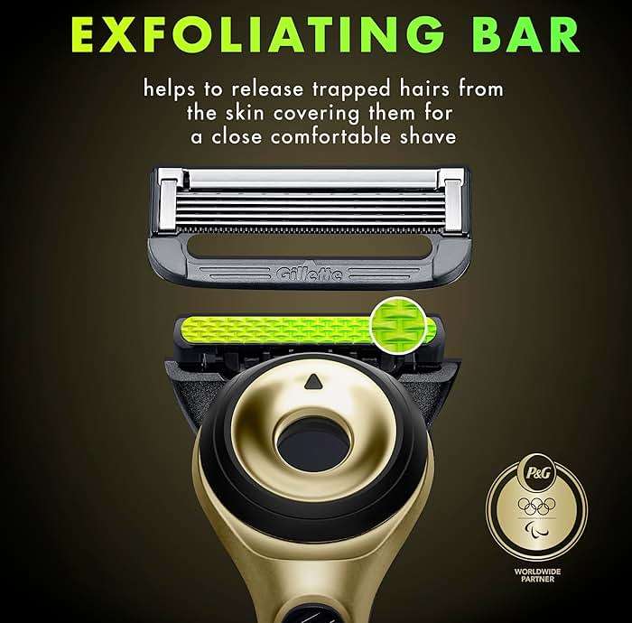 GilletteLabs with Exfoliating Bar Razor for Men, Champion Gold Edition - 1 Handle, 1 Razor Blade Refill, Includes Premium Magnetic Stand - Image 3