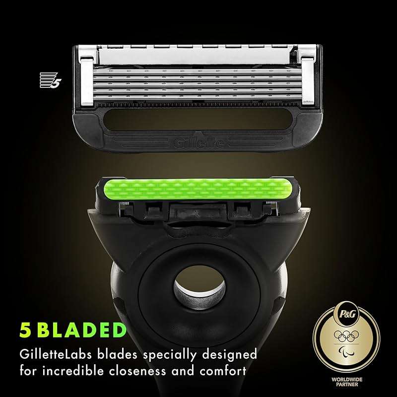 GilletteLabs with Exfoliating Bar Razor for Men, Champion Gold Edition - 1 Handle, 1 Razor Blade Refill, Includes Premium Magnetic Stand - Image 5