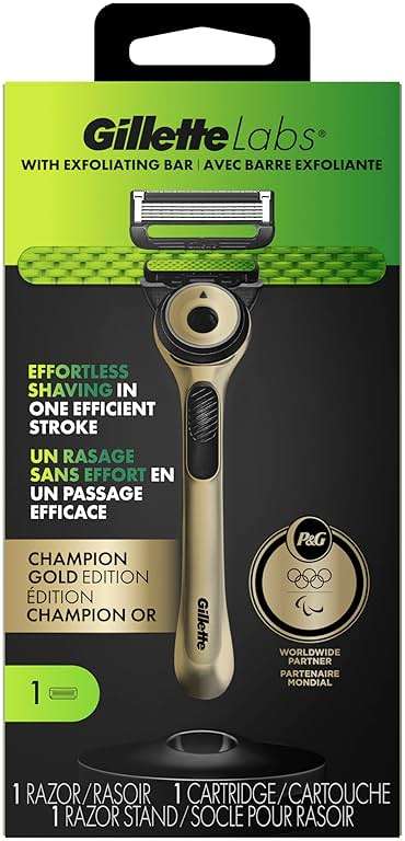GilletteLabs with Exfoliating Bar Razor for Men, Champion Gold Edition - 1 Handle, 1 Razor Blade Refill, Includes Premium Magnetic Stand - Image 7
