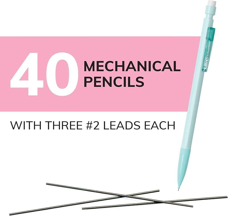 BIC Xtra Smooth Mechanical Pencil with Erasers, 0.7 mm Point, Refillable, 40-Count Pack - Image 7