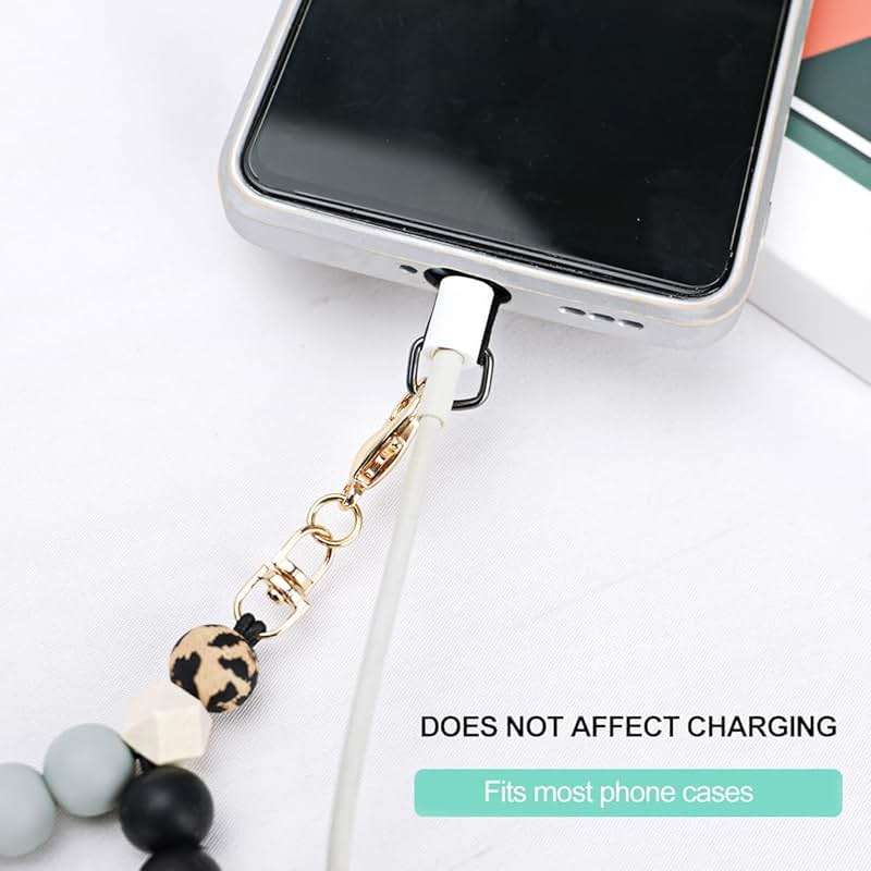 VICHUNHO Marble Silicone Beaded Phone Wrist Strap, Cellphone Lanyard with Tether Tab, Elastic Hands-Free Wristlet Bracelet - Image 4