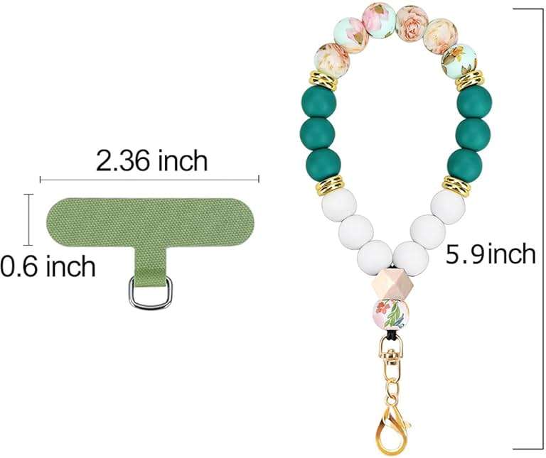 VICHUNHO Marble Silicone Beaded Phone Wrist Strap, Cellphone Lanyard with Tether Tab, Elastic Hands-Free Wristlet Bracelet - Image 6