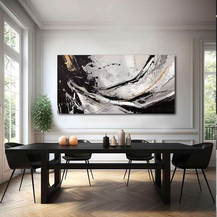 XIANSHOU Abstract Canvas Wall Art Gold Decoration Black Art for Living Room Bedroom Kitchen Home Wall Decor 29x58 Inch - Image 3