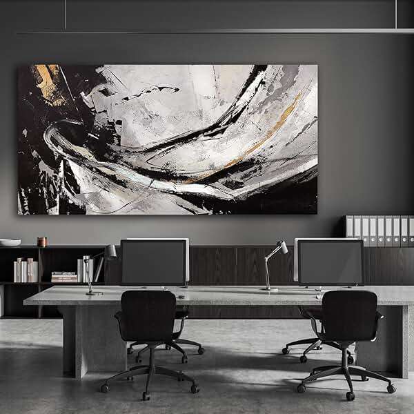 XIANSHOU Abstract Canvas Wall Art Gold Decoration Black Art for Living Room Bedroom Kitchen Home Wall Decor 29x58 Inch - Image 4
