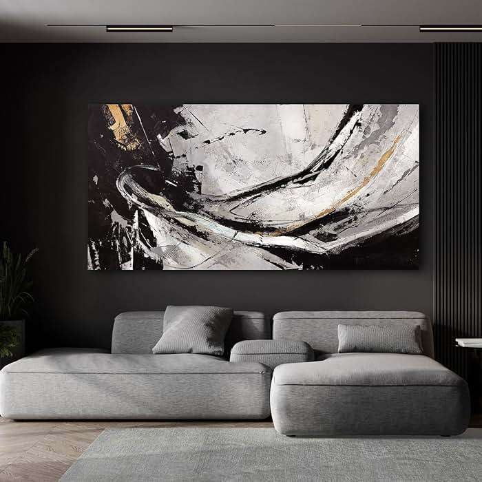 XIANSHOU Abstract Canvas Wall Art Gold Decoration Black Art for Living Room Bedroom Kitchen Home Wall Decor 29x58 Inch - Image 6