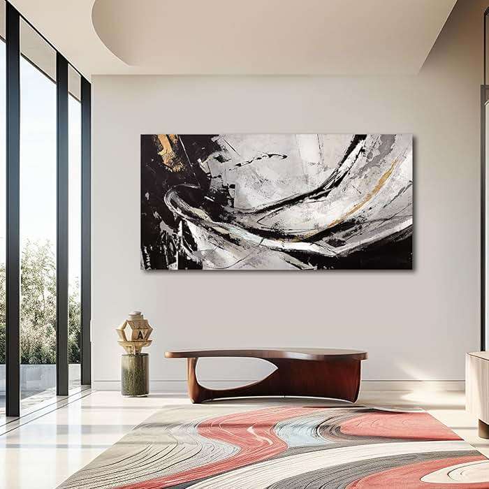 XIANSHOU Abstract Canvas Wall Art Gold Decoration Black Art for Living Room Bedroom Kitchen Home Wall Decor 29x58 Inch - Image 7