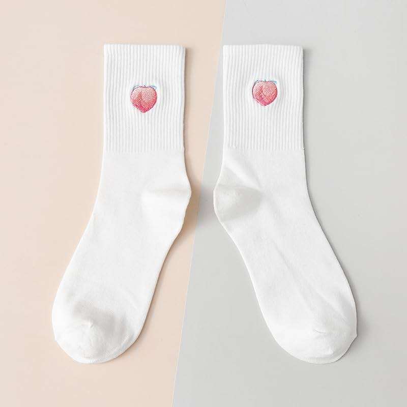 MeiLiZuRL Fruit Socks Cute Socks for Women Crew Socks Cotton Embroidered Banana Avocado Strawberry 4-6pairs - Image 2