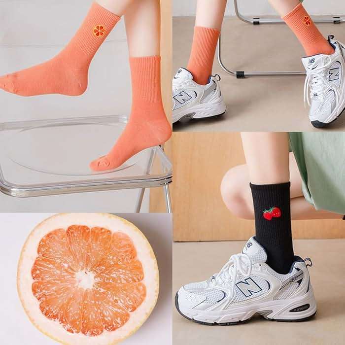 MeiLiZuRL Fruit Socks Cute Socks for Women Crew Socks Cotton Embroidered Banana Avocado Strawberry 4-6pairs - Image 4