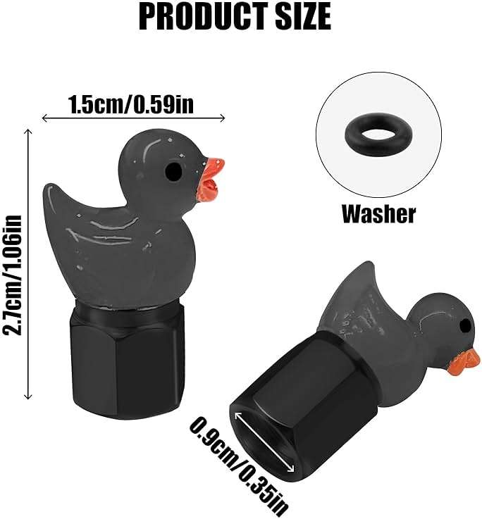 GOOTHX Tire Valve Stem Cap, 4 pcs Glow-in-The-Dark Cute Duckling Tire Valve Cap, Universal for Cars, Motorcycles, Trucks, and Bicycles (Black) - Image 7
