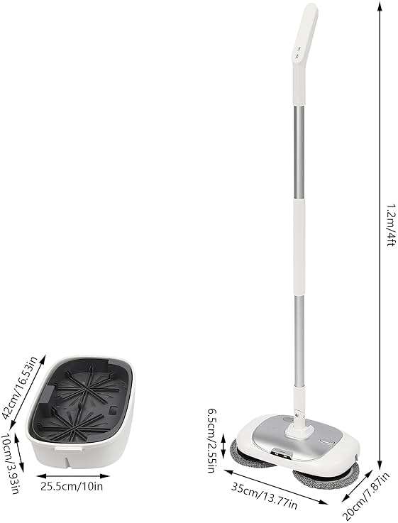Electric Mop with Cleaning Bucket - Cordless Floor Polisher, 4 Pack Mop Pads, Automatic Cleaning, Up to 100 Mins, Rechargeable, for Wooden, Marble, Tile, Hardwood - Image 2