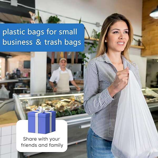 LimonLaviu Plastic Bags - 100 Pack (11.5'x 6.5" x 21') with Handles for Small Business, Restaurants, Grocery & Trash - Image 4