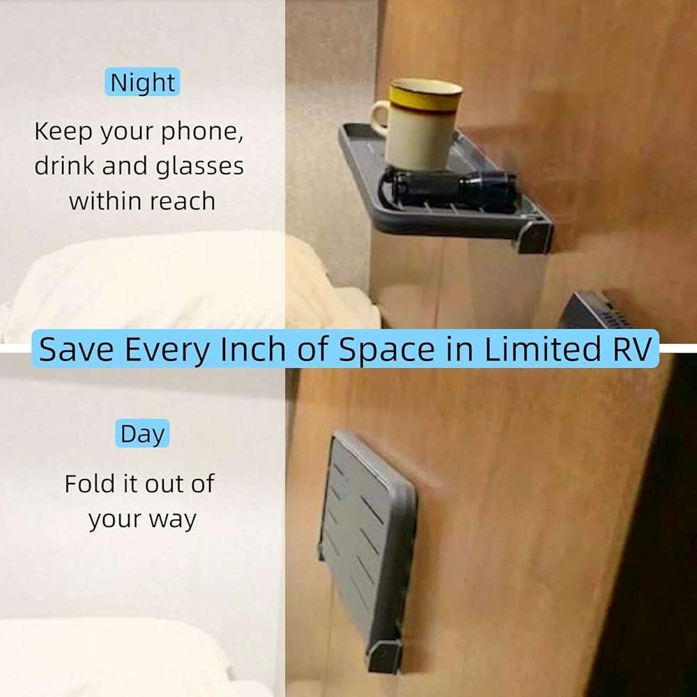 WanDwel RV Aluminum Foldable Shelf - Wall-Mounted Folding RV Shelves - Compact Camper Trailer Accessories & Space-Saver 12.2x5.5 Inch - Image 4