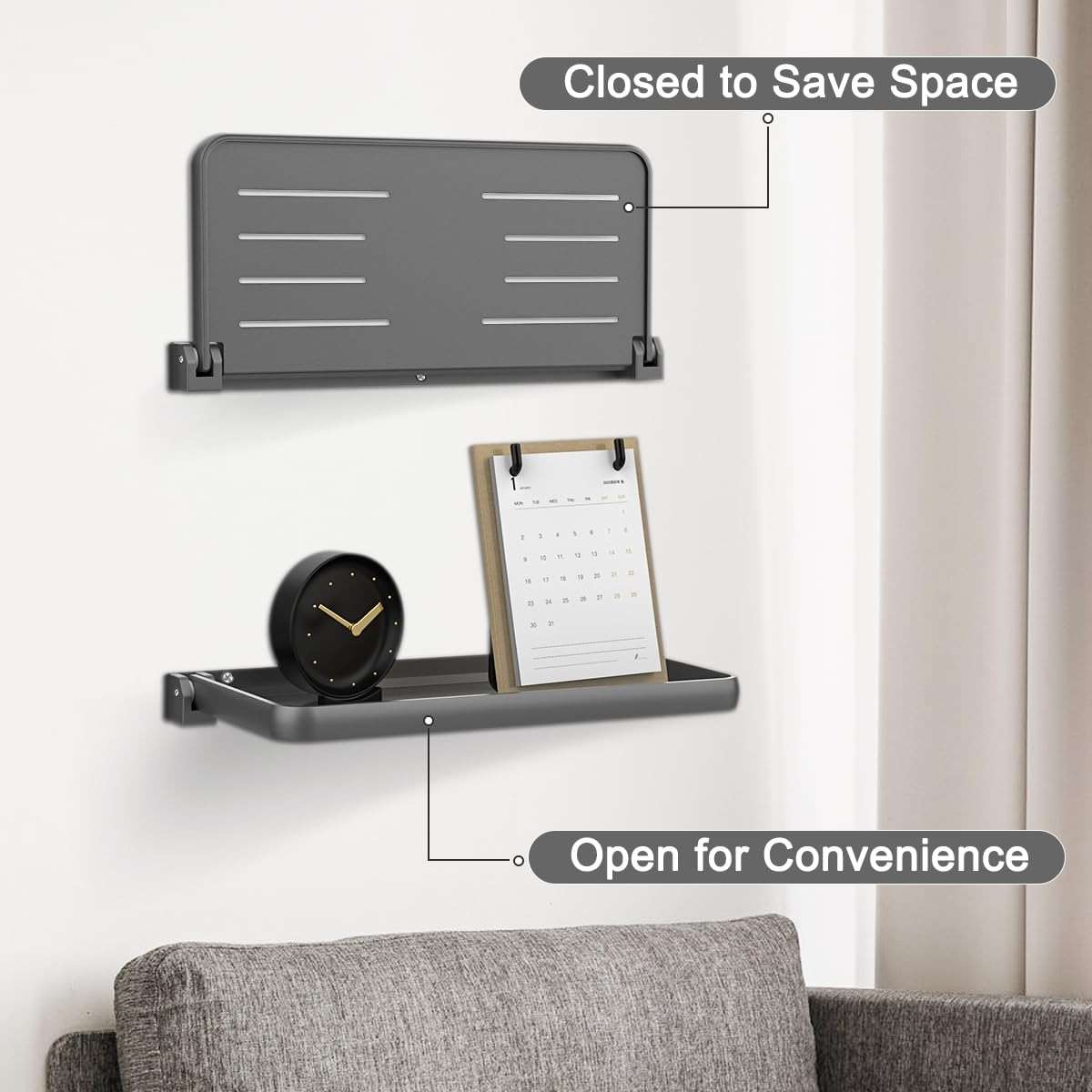 WanDwel RV Aluminum Foldable Shelf - Wall-Mounted Folding RV Shelves - Compact Camper Trailer Accessories & Space-Saver 12.2x5.5 Inch - Image 9
