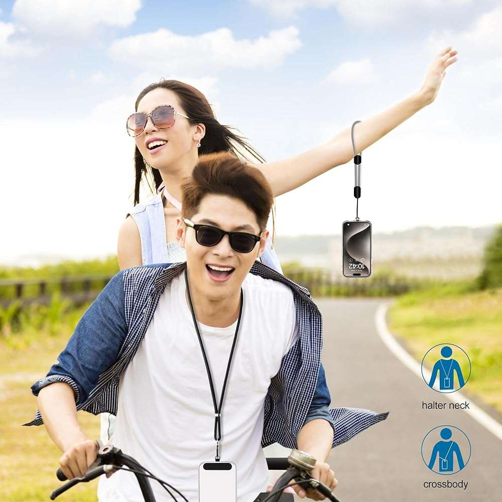 takyu Phone Lanyard, 2 Pack Adjustable Cell Phone Lanyard Crossbody Neck Strap & 2 Pack Phone Wrist Strap with 2 Pcs Tether Tabs Compatible for iPhone Android Smartphones-Black Grey - Image 8