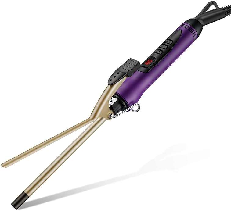 MELYDO 3/8 Inch Small Curling Iron Wand for Short & Long Hair, Ceramic Small Barrel Curling Iron Tiny Curling Wand with Adjustable Temperature, Include Heat Resistant Glove - Image 1