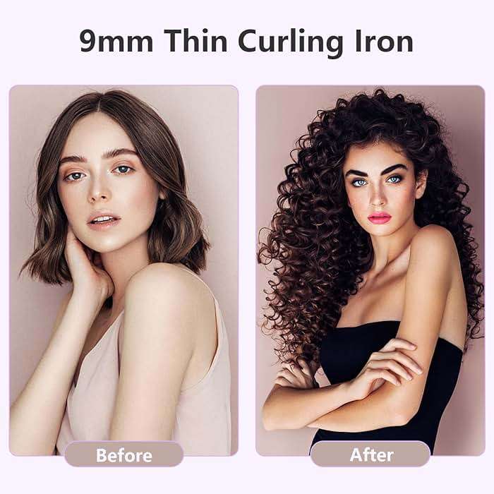 MELYDO 3/8 Inch Small Curling Iron Wand for Short & Long Hair, Ceramic Small Barrel Curling Iron Tiny Curling Wand with Adjustable Temperature, Include Heat Resistant Glove - Image 2