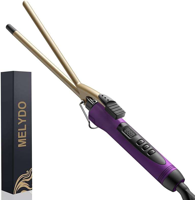 MELYDO 3/8 Inch Small Curling Iron Wand for Short & Long Hair, Ceramic Small Barrel Curling Iron Tiny Curling Wand with Adjustable Temperature, Include Heat Resistant Glove - Image 7
