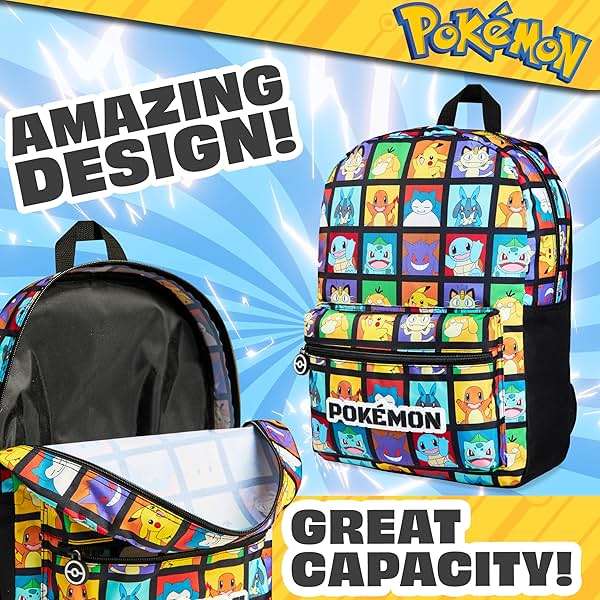 Pokemon Backpack for Kids Teens Pikachu Anime School Bag Daypack Backpacks for Daycare Sports School Supplies Gifts for Kids (Multi) - Image 3