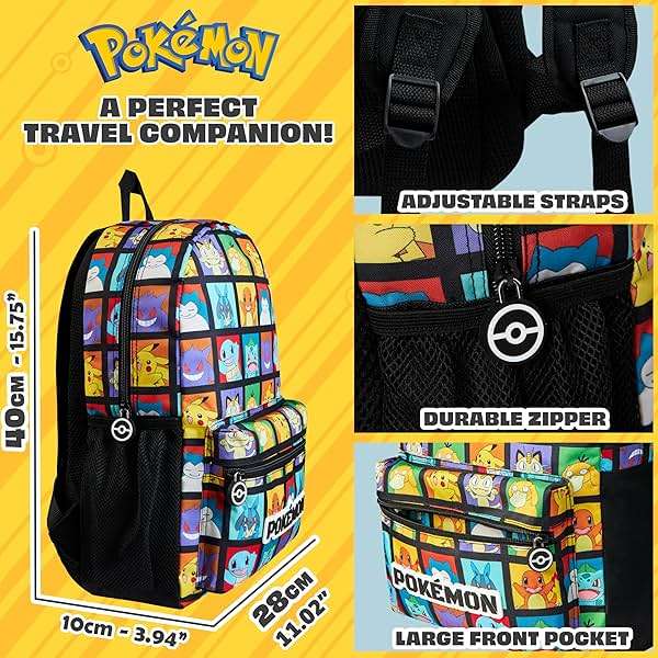 Pokemon Backpack for Kids Teens Pikachu Anime School Bag Daypack Backpacks for Daycare Sports School Supplies Gifts for Kids (Multi) - Image 6