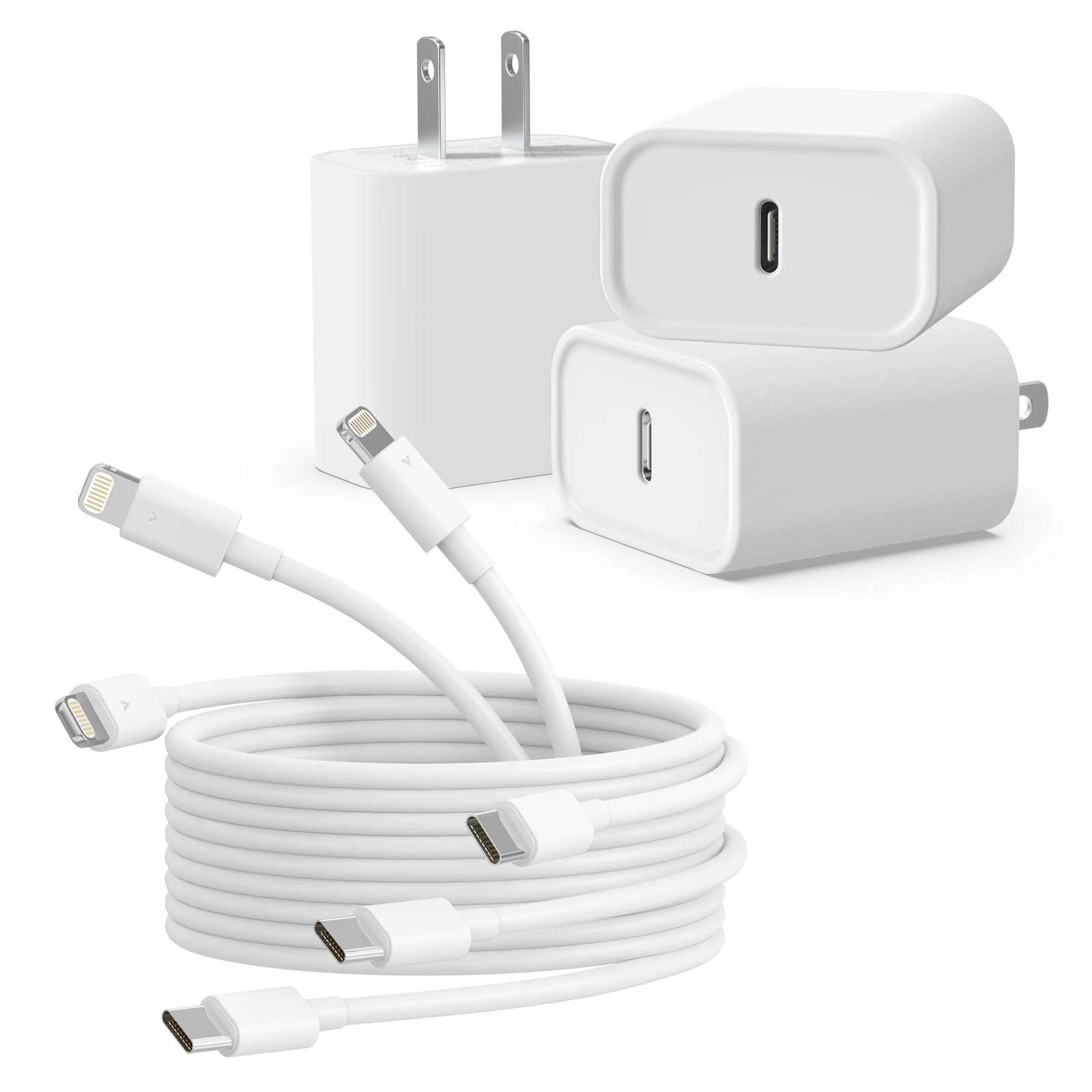 3Pack iPhone Charger [MFi Certified], iGENJUN 20W PD USB C Wall Charger Block with 6FT Type C to Lightning Cable Fast Charging Adapter Compatible with iPhone 14/14 Pro Max/13/XS/XR/X-White - Image 1