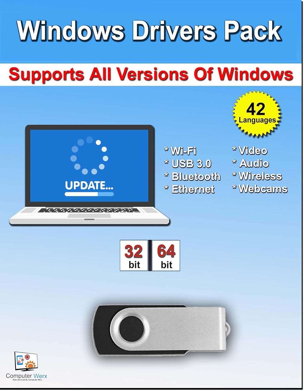 9th & Vine Compatible with Windows 11 Home 32/64 bit USB With Key. Install, Upgrade, Recover, Repair and Restore Plus Windows Drivers USB. 2 Pack - Image 3