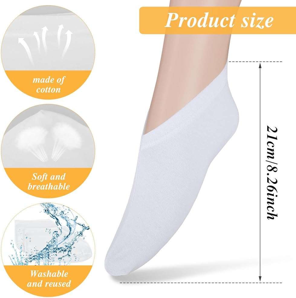 3 Pairs Moisturizing Socks Overnight, Spa Socks for Dry Feet, Cotton Moisture Enhancing Sock, Lotion Sock for Cracked Heel Repair, Cosmetic Moisturizing Sockss for Women White - Image 3