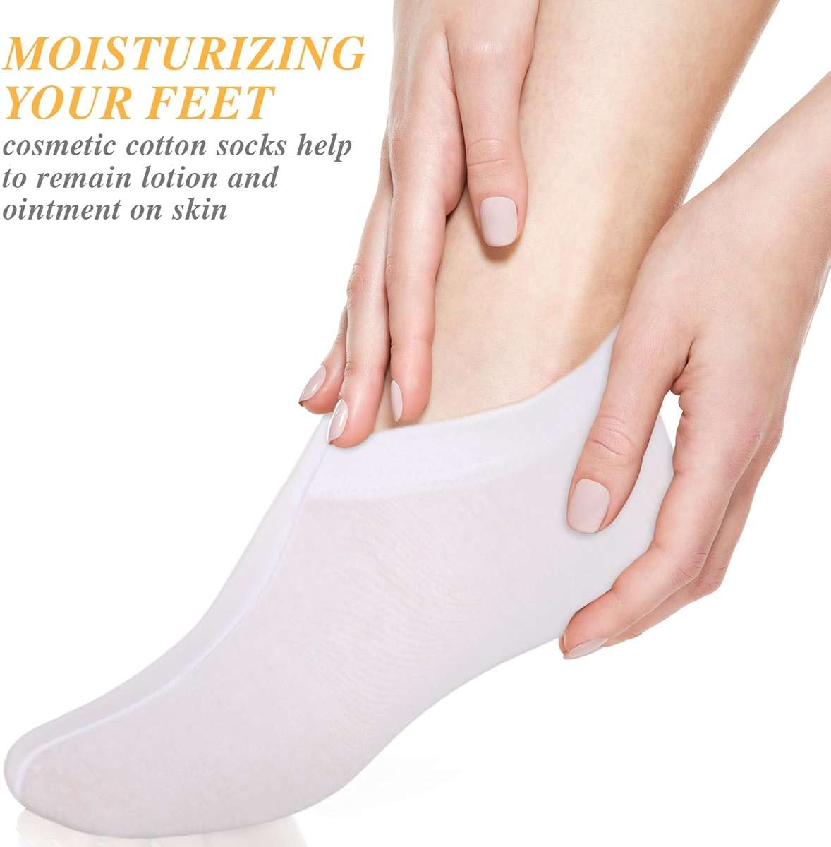 3 Pairs Moisturizing Socks Overnight, Spa Socks for Dry Feet, Cotton Moisture Enhancing Sock, Lotion Sock for Cracked Heel Repair, Cosmetic Moisturizing Sockss for Women White - Image 6