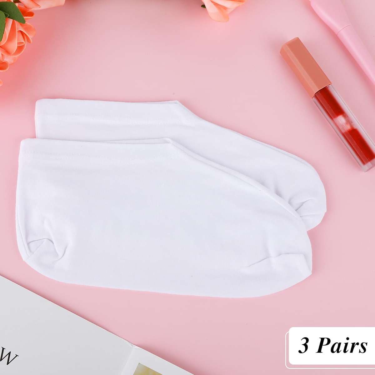 3 Pairs Moisturizing Socks Overnight, Spa Socks for Dry Feet, Cotton Moisture Enhancing Sock, Lotion Sock for Cracked Heel Repair, Cosmetic Moisturizing Sockss for Women White - Image 7