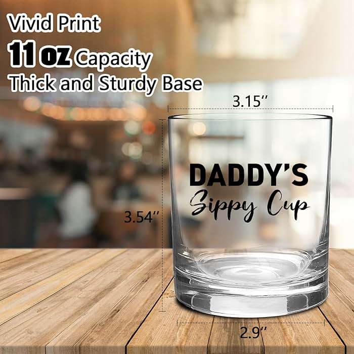 COVLUROTO Fathers Day Dad Gifts from Daughter Wife - 11 OZ Whiskey Glass for New Dad Husband Boyfriend Men - Birthday Christmas Funny Gag Gift Ideas - Bourbon Scotch Presents for Expecting Father - Image 3