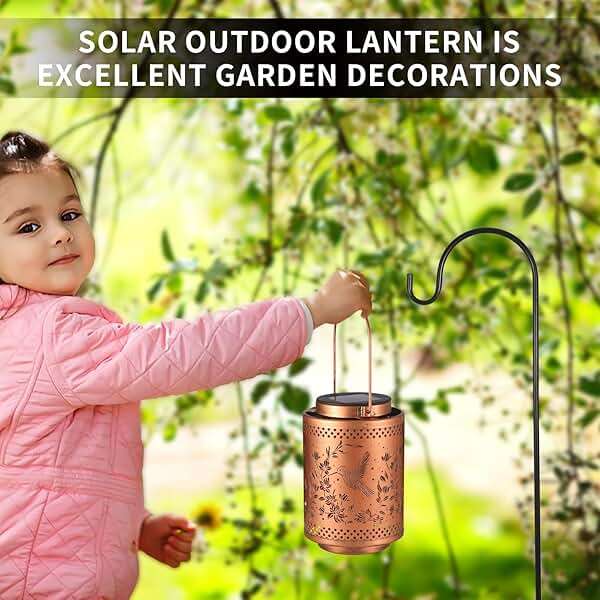 Hummingbird Solar Lanterns Garden Decor Birthday Gifts for Women Mon Grandma Metal Hanging Solar Lights Waterproof Outdoor Decoration for Outside LED Lanterns for Yard Patio Lawn Pathway Landscape - Image 6