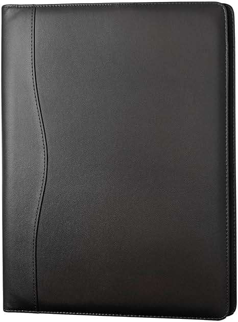 Padfolio Portfolio Binder, Leather Clipboard Folder Briefcase Loose-Leaf Binder with Cover Brown Folder with Pockets Resume Folder for Business School Office Meeting Men Women's Business (A4, Black) - Image 4