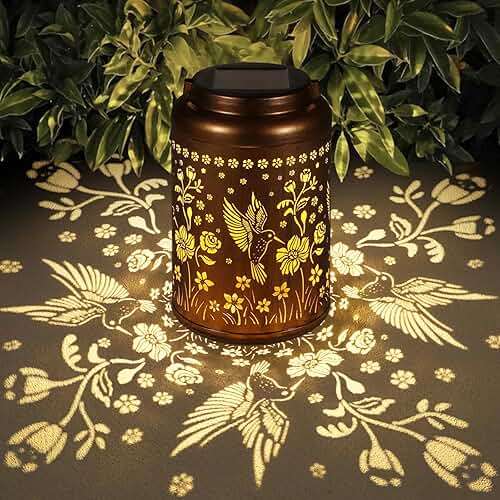 Solar Lanterns Outdoor Waterproof Hummingbird Garden Decor Gifts for Women Mom Grandma Hanging Solar Lights Metal Solar Decoration Outside for Yard, Patio, Backyard, Porch - Image 1