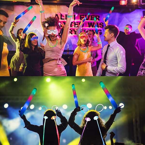 272 PCs Glow Party Supplies, 24 Foam Glow Sticks, 24 LED Glasses and 200 Glow Sticks ＆ Bracelets, 12 Glow sticks headband 12 Fiber Optic Hair Light，Glow Neon Party Favors for Wedding, Concert, Raves - Image 8