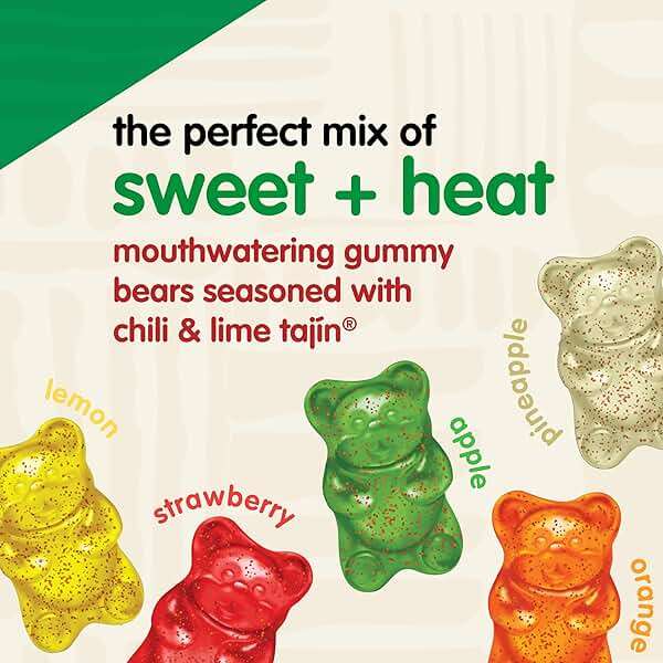 Snak Club Tajin Gummy Bears, Assorted Fruit Candy Gummies with Chili and Lime Seasoning, Mild, Gluten-Free and Vegan Snacks, 9 oz Resealable Bag - Image 4