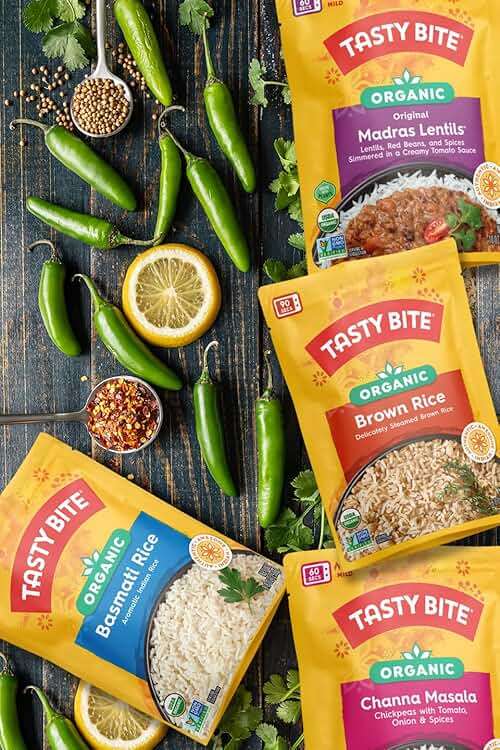 Tasty Bite Variety, Pack of 8, Madras Lentils, Bombay Potatoes, Vegetable Tikka Masala, Channa Masala, 3Bean Madras Lentils, Split Pea & Turmeric Curry, Coconut Squash Dal, Chickpea Coconut and Turmeric Curry - Image 3