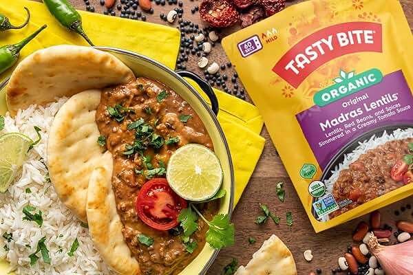 Tasty Bite Variety, Pack of 8, Madras Lentils, Bombay Potatoes, Vegetable Tikka Masala, Channa Masala, 3Bean Madras Lentils, Split Pea & Turmeric Curry, Coconut Squash Dal, Chickpea Coconut and Turmeric Curry - Image 4