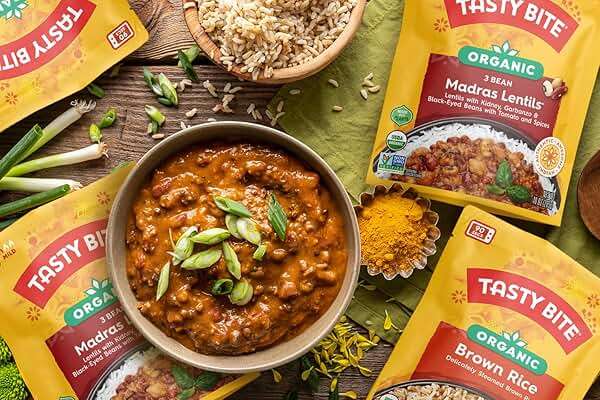 Tasty Bite Variety, Pack of 8, Madras Lentils, Bombay Potatoes, Vegetable Tikka Masala, Channa Masala, 3Bean Madras Lentils, Split Pea & Turmeric Curry, Coconut Squash Dal, Chickpea Coconut and Turmeric Curry - Image 5