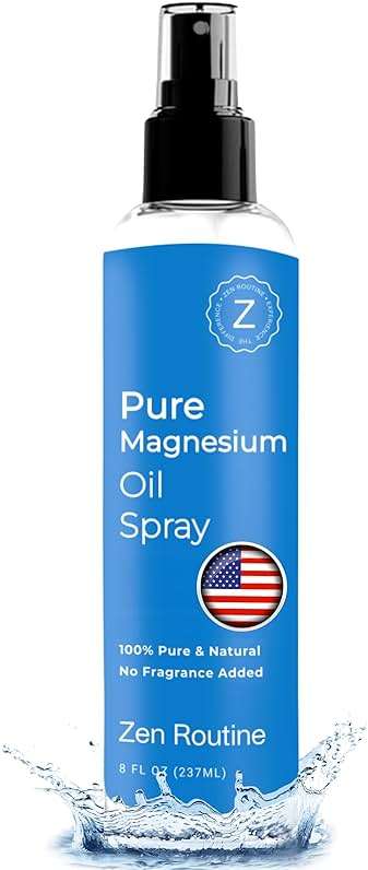 Pure Magnesium Oil Spray for Leg Cramps, Sleep, Body & Feet – Premium Zechstein USP Grade Topical Magnesium Chloride – Extra Strength, Less Sting – 100% Organic & Natural – 8oz — Made in USA - Image 1
