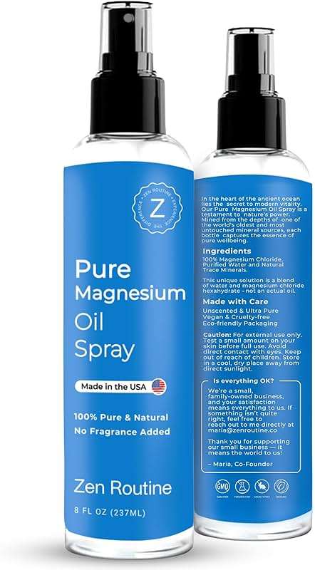 Pure Magnesium Oil Spray for Leg Cramps, Sleep, Body & Feet – Premium Zechstein USP Grade Topical Magnesium Chloride – Extra Strength, Less Sting – 100% Organic & Natural – 8oz — Made in USA - Image 7