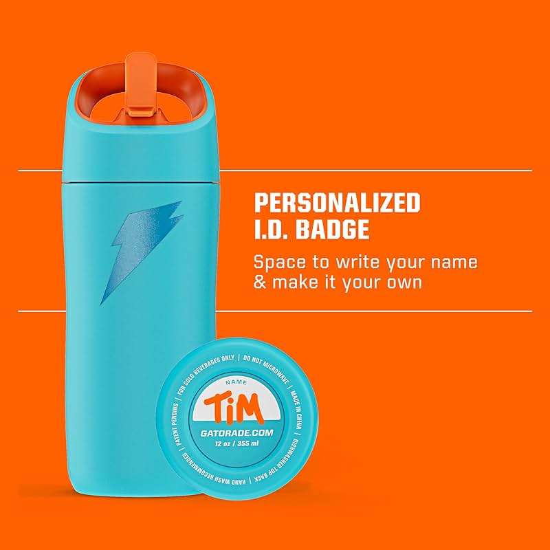 Gatorade Kids' Rookie Metal Water Bottle, 12oz, Stainless Steel Bottle, Double-Wall Insulation, Vacuum Insulated, Thermo Mug - Image 6