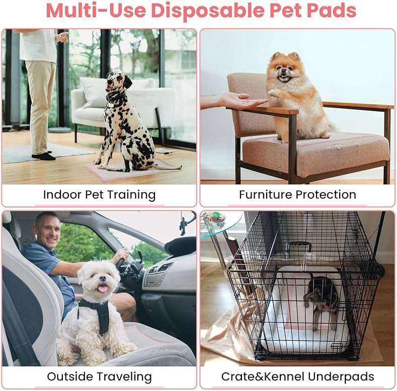 Pet Toilet Training Pads 100Count Disposable Puppy Pee Pads 18" x 13" for Dogs, Ultra Absorbent|Quick Dry|Leak-Proof Pet Potty Pads for Dog, Cat, Rabbits and Guinea Pigs (Pink) - Image 4
