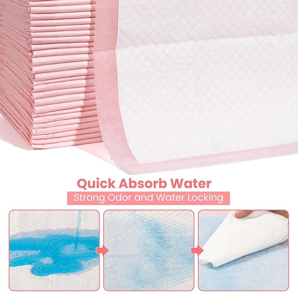 Pet Toilet Training Pads 100Count Disposable Puppy Pee Pads 18" x 13" for Dogs, Ultra Absorbent|Quick Dry|Leak-Proof Pet Potty Pads for Dog, Cat, Rabbits and Guinea Pigs (Pink) - Image 5